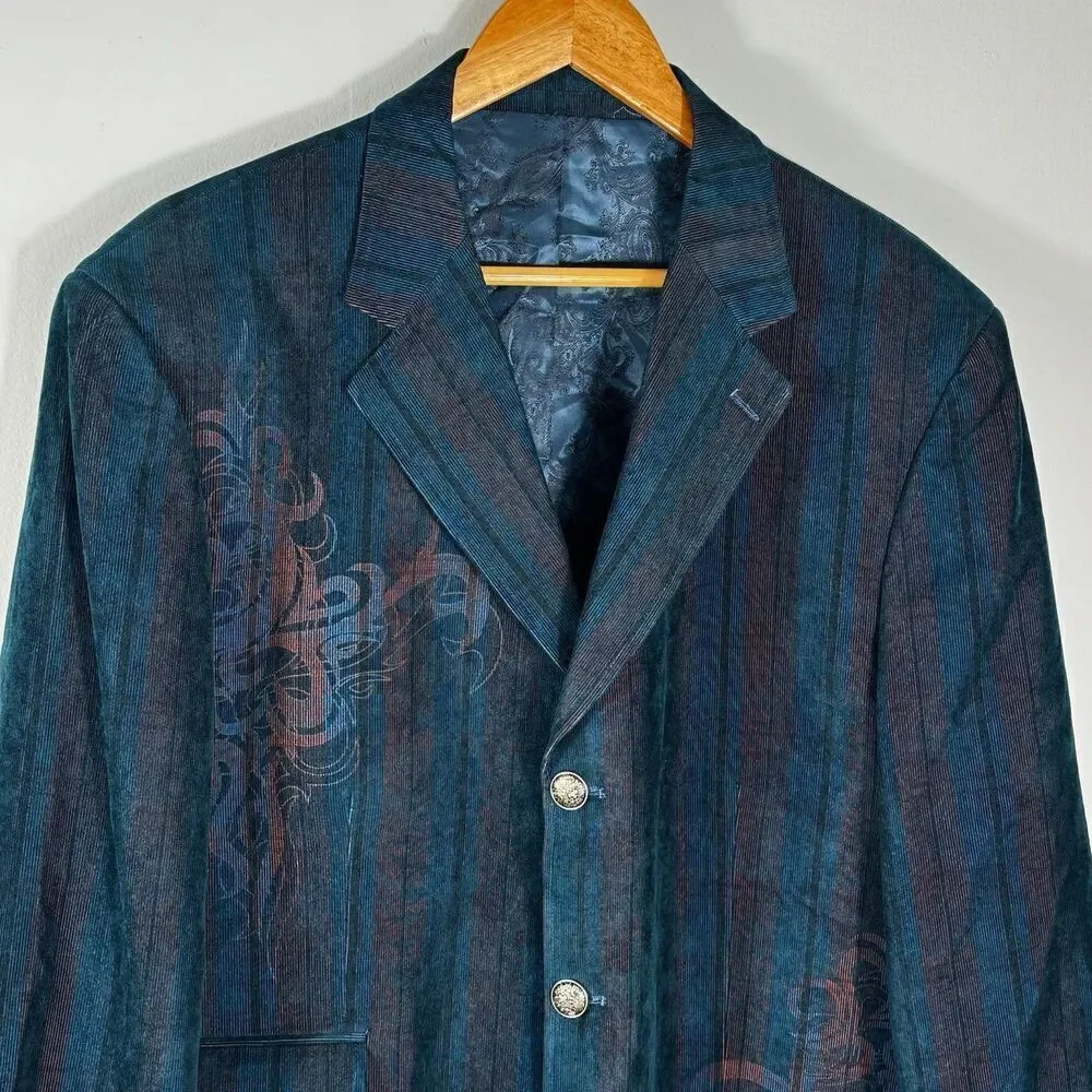 Empra Sz XL / 44 Micro Corduroy Stylish Coat Jacket Blazer Turquoise Teal NICE